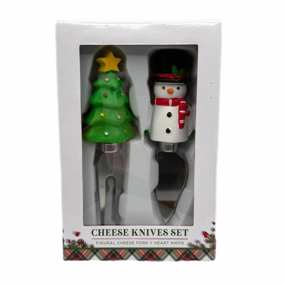 Christmas Tree & Snowman Cheese Knives Set – Christmas – Gift